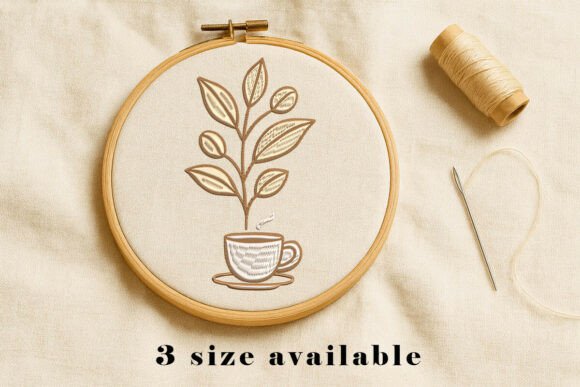 Coffee Plant Cup Embroidery Art Review