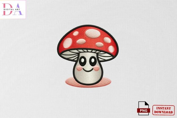 Cute Kawaii Mushroom Embroidery PNG Review