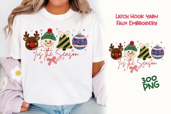 Evaluating Latch Yarn Faux Embroidery Christmas PNG