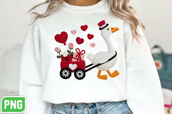 Evaluating the Faux Embroidery Valentine Goose PNG