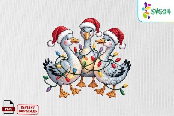 Review: Christmas Geese Embroidery Art PNG for Holiday Projects