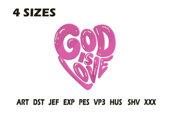 Reviewing God is Love Pink Heart Embroidery for Etsy